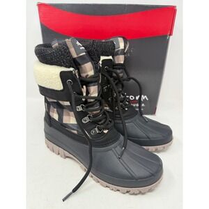 Storm by Cougar Creek Black Maple Plaid Waterproof Winter Boots Womens 9